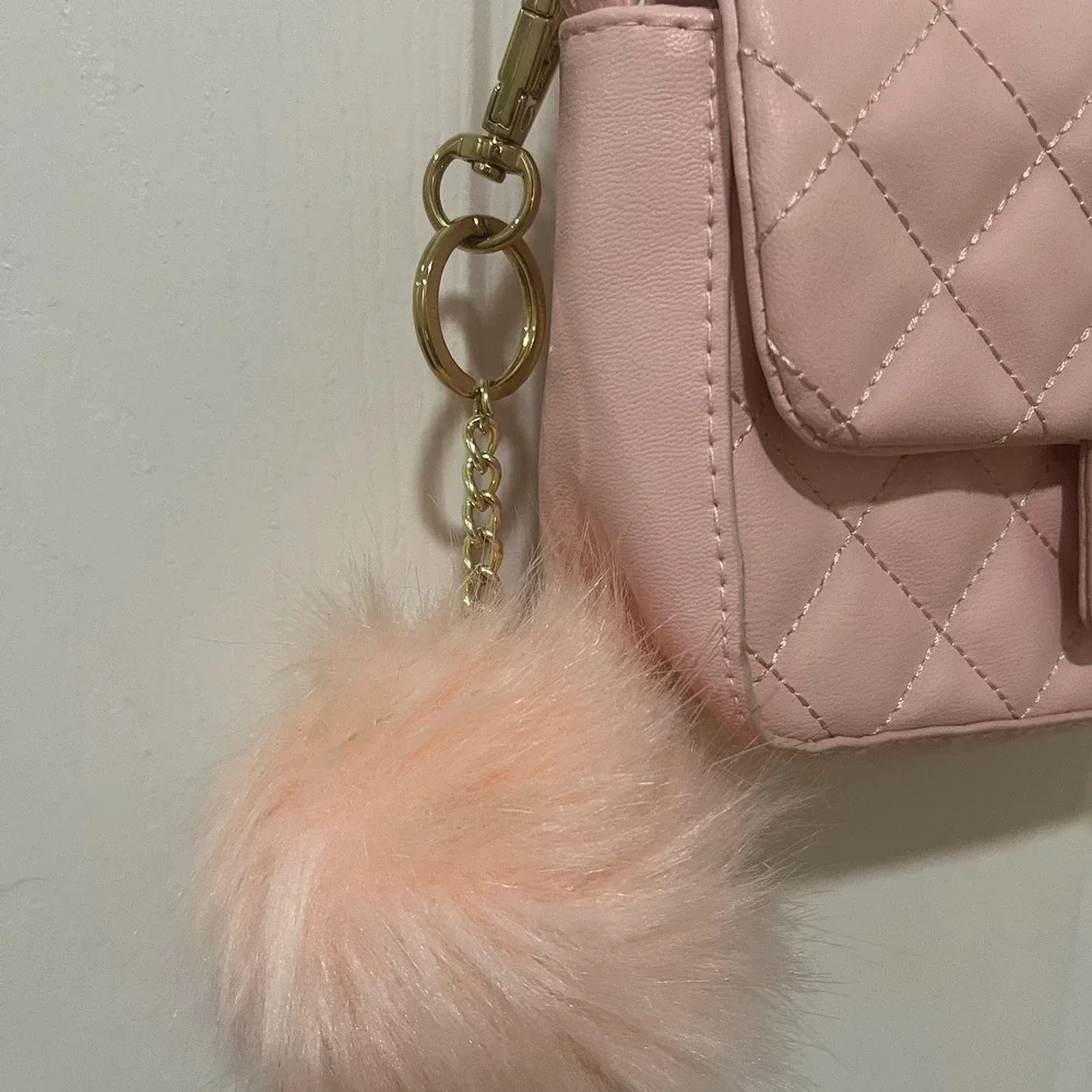 H&M Girls Pink Quilted Crossbody Bag Heart Clasp Kids Easter Dress Up Mini Purse